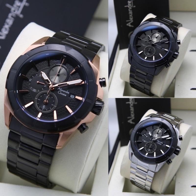JAM TANGAN PRIA ALEXANDRE CHRISTIE 6596 AC6596 BLACK TERBARU ORIGINAL