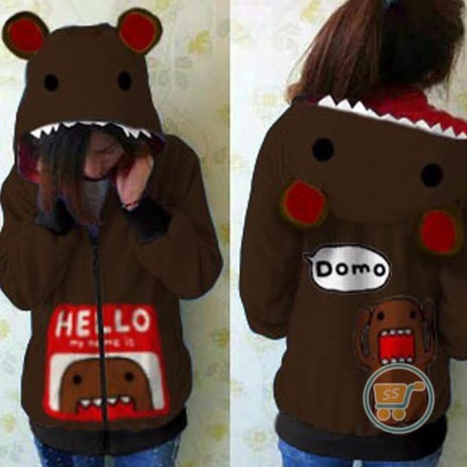 Tterlaris Top Jaket Domo Hello Cute Ears Sweater Mantel Hoodie Cewe Cowo Couple Cute