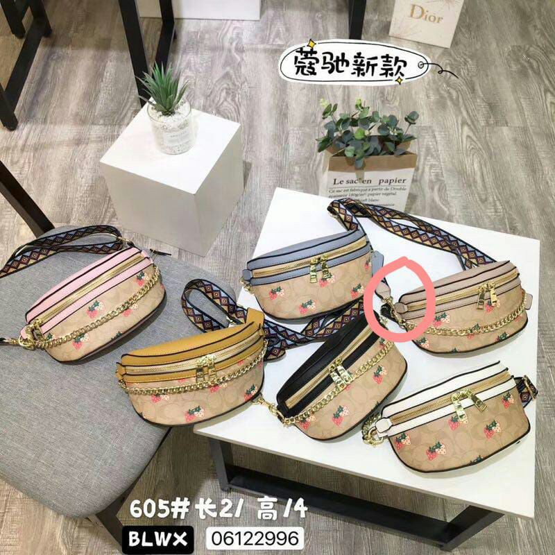 Tas waistbag coach strawberry