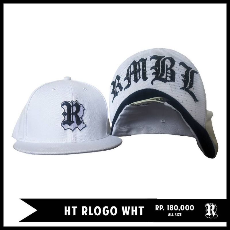 TOPI HAT RUMBLE R LOGO WHITE ORIGINAL BALI