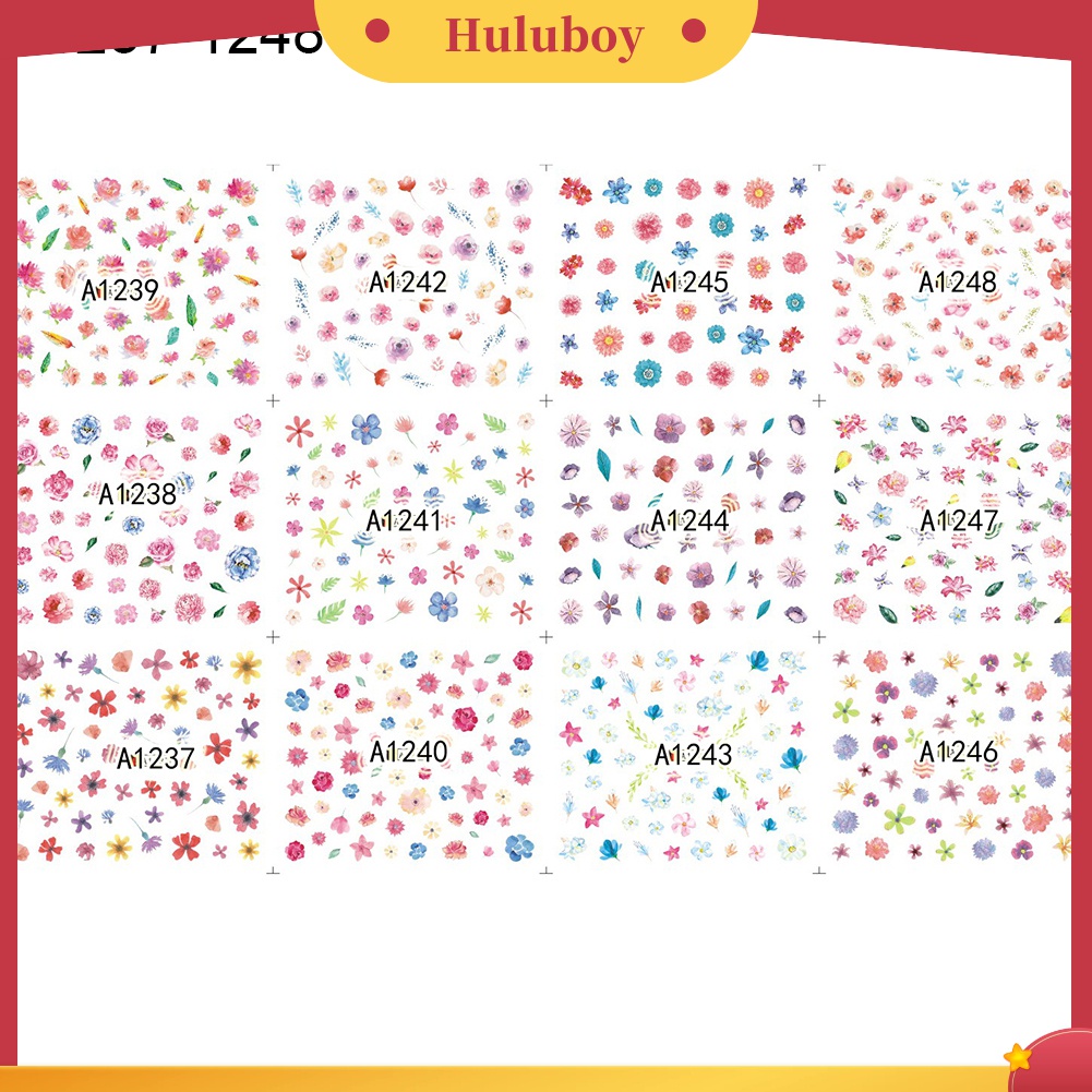 Huluboy Huluboy♡ 1 Lembar Stiker Kuku Transfer Air Motif Bunga / Dream Catcher Untuk Dekorasi Manicure DIY