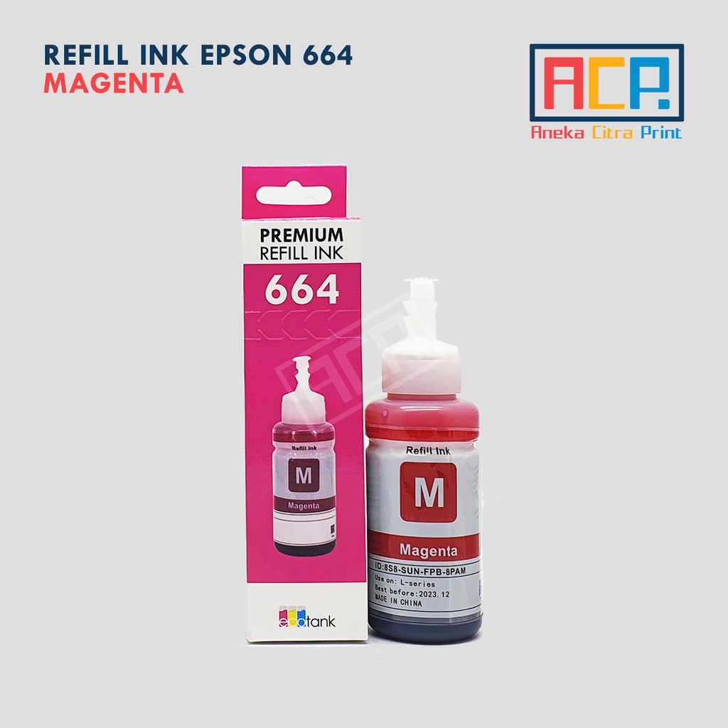 ACP Premium Refill Ink 664 - Tinta Dye L100 L120 L121 L200 L210 L300 L355 L360 L455 L565