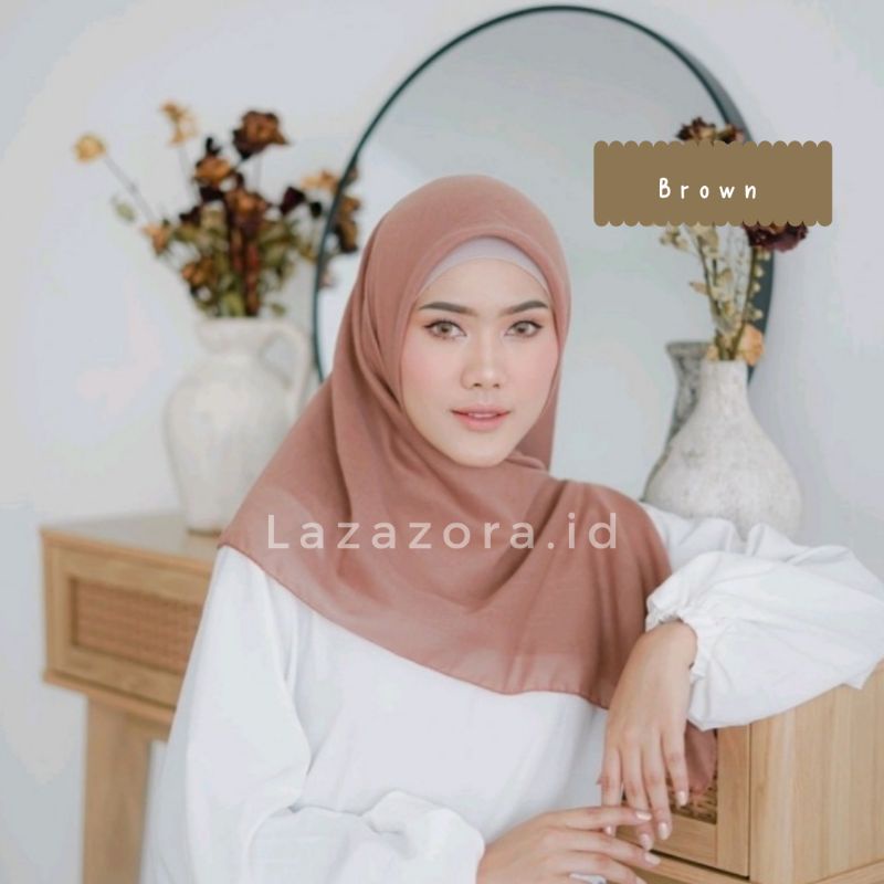 Hijab Segiempat Paris Premium Original Jahit Tepi 115×115 Cm Murah Anti Nerawang Tebal Anti Letoy Anti Mleyot-Brown