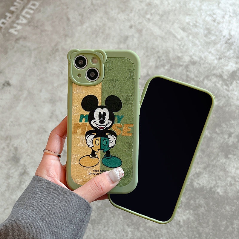 Soft Case Silikon Motif Print Wajah Tikus Hijau Army Untuk IPhone 12 13 11 Pro Max X Xs Max Xr 7 8 Plus Tbvh