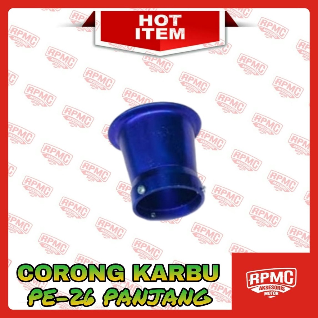 CORONG KARBU PE 26 PANJANG VELOCITY STACK CARBURATOR ALMUNIUM PWL PWK PWM PJ SUDCO KING GRAND GL MRGAPRO TIGER UNIVERSAL-BIRU