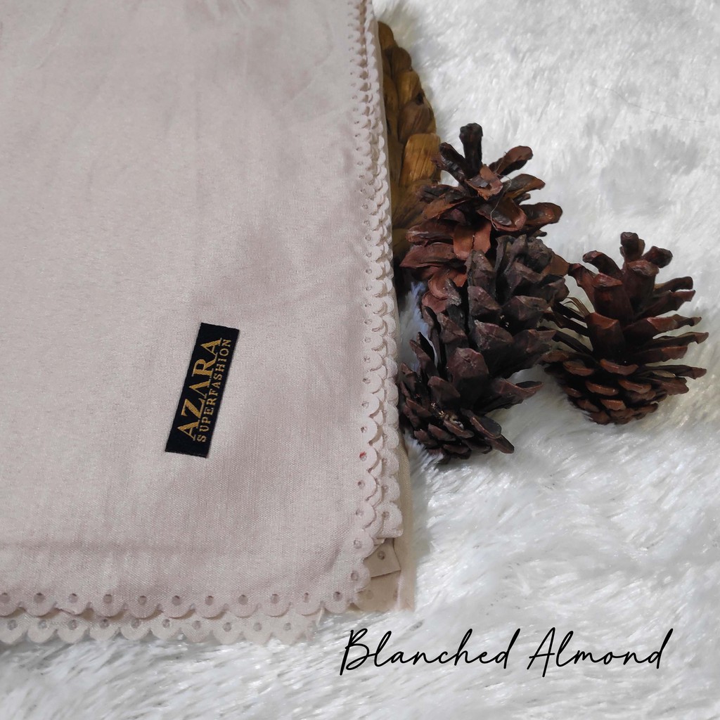 HIJAB AZARA VOAL LASERCUT, VOAL AZARA, JILBAB SEGI EMPAT AZARA VOAL LC, AZARA VOAL JAPAN LC-Blanched Almond
