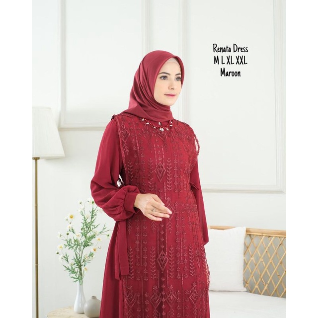 Gamis Tile Renata Modern / Gamis Kondangan / Gamis Mutiara / Gamis Pesta / Gamis / Gamis Wisuda / Gamis Tile / Gamis Kebaya Wanita