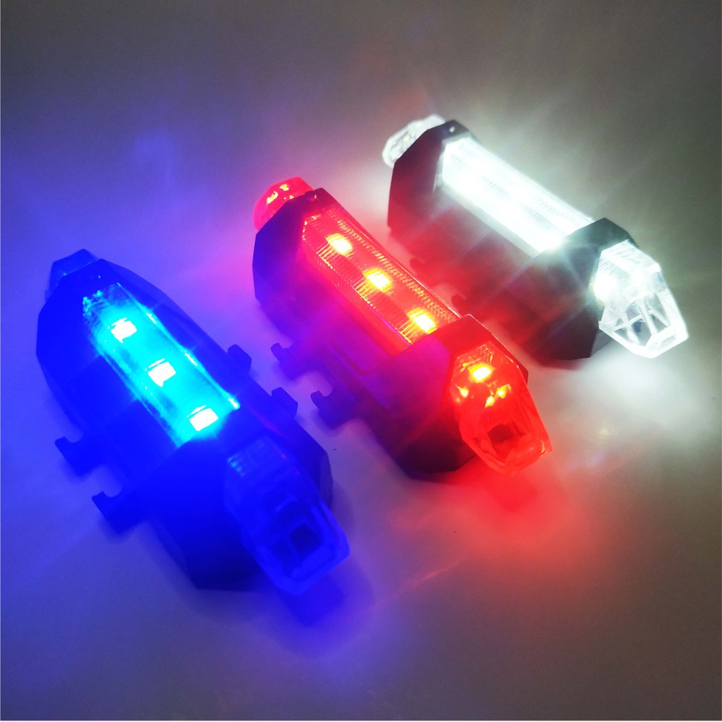 Lampu Belakang Sepeda LED Tail Light Rechargeable USB - 3 Warna - Red