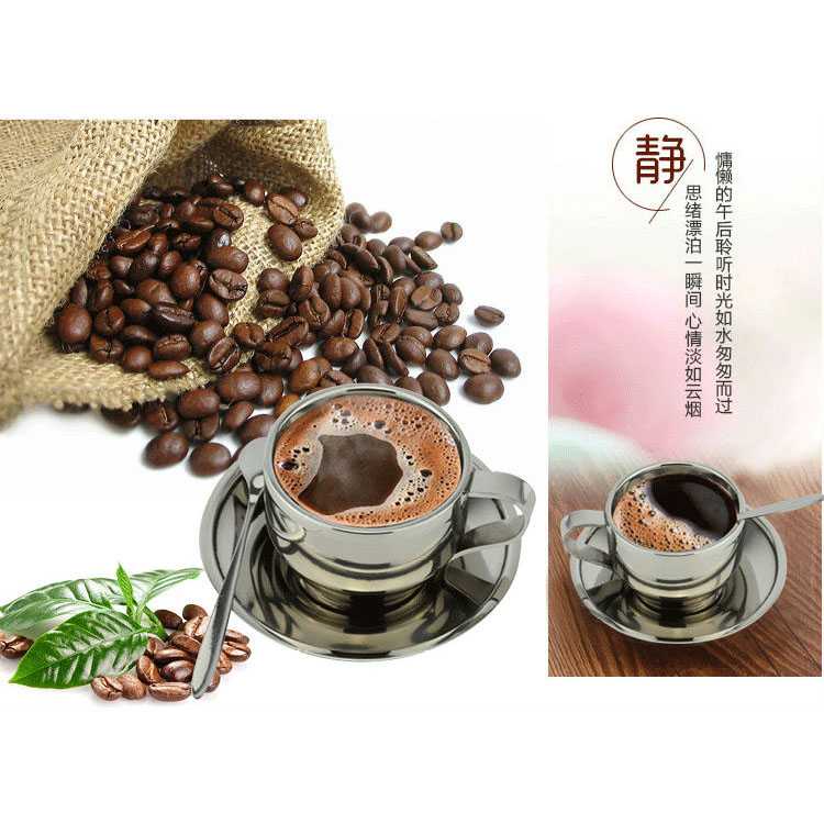 TD-DA Set Gelas Sendok Piring Kopi Stainless Steel - 201