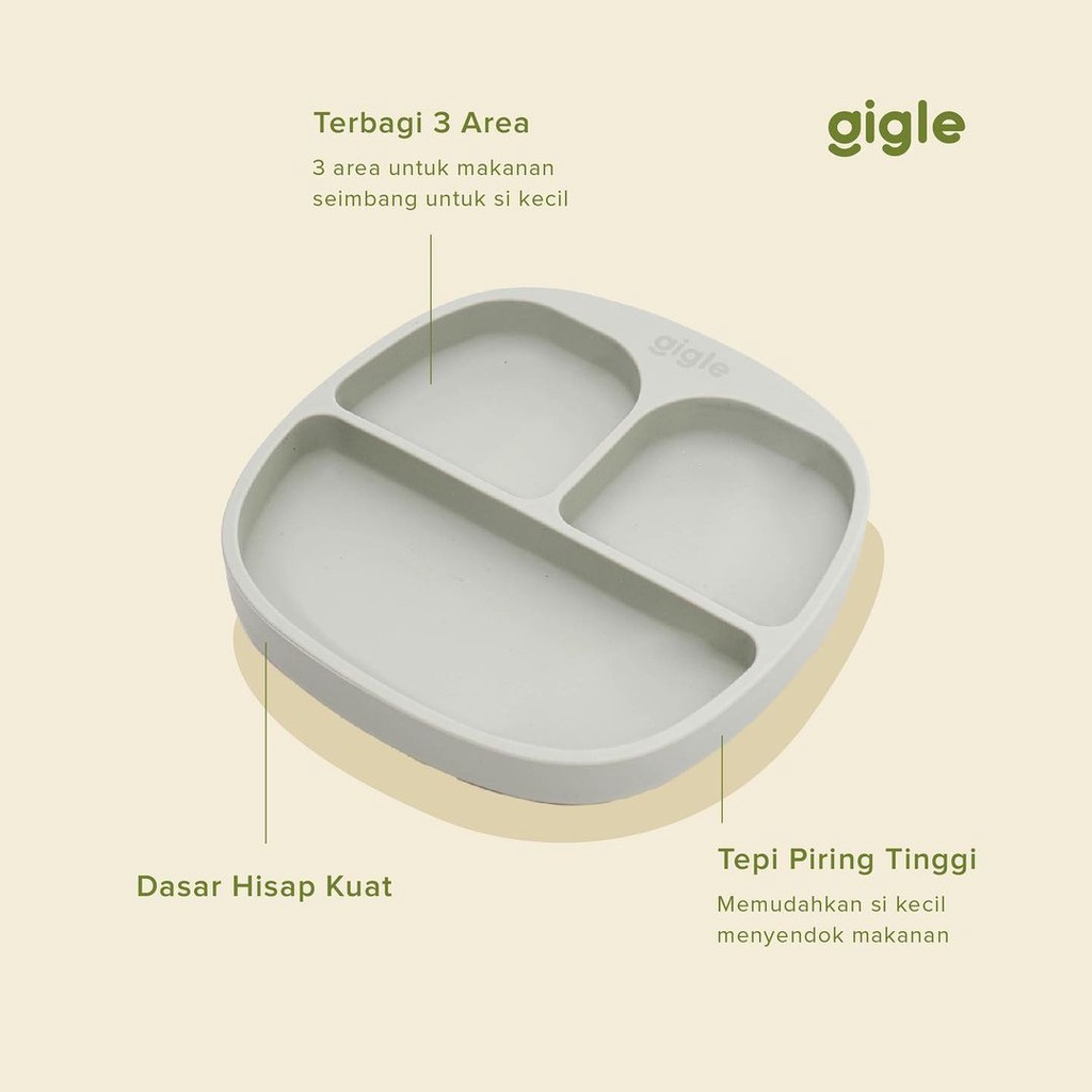 Gigle Silicone Suction Plate / Piring Makan Bayi / Piring Bayi Silikon