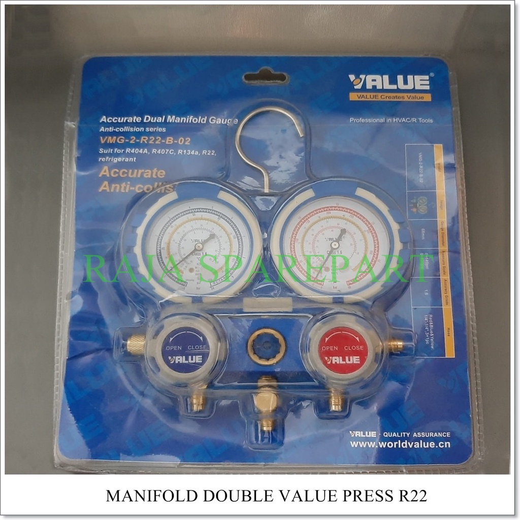 Manifold Double Press merk VALUE R22 + SELANG