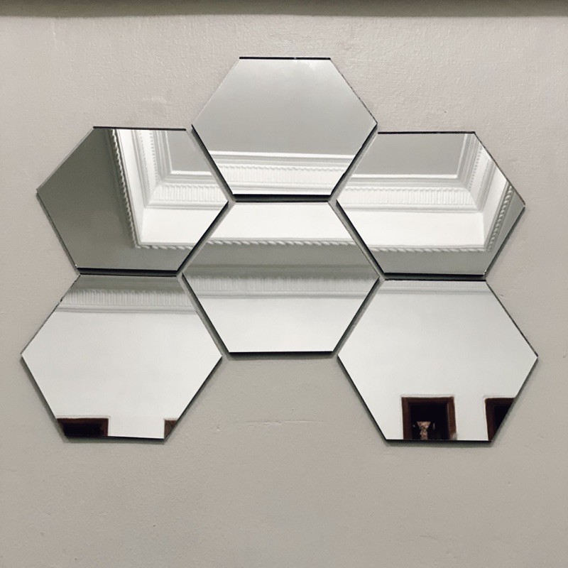 Kaca Cermin  Hexagonal Hexagonal Mirror Kaca Asli 