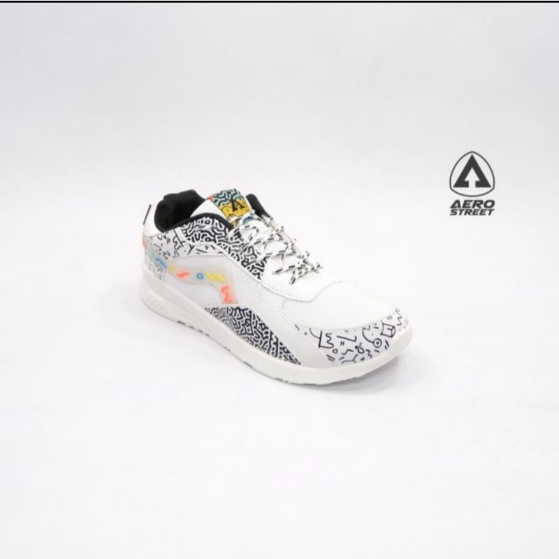 Aerostreet Doodle Art Putih Hitam Sepatu Sneakers Sport Casual - Size 37 38 39 40 41 42 43 44