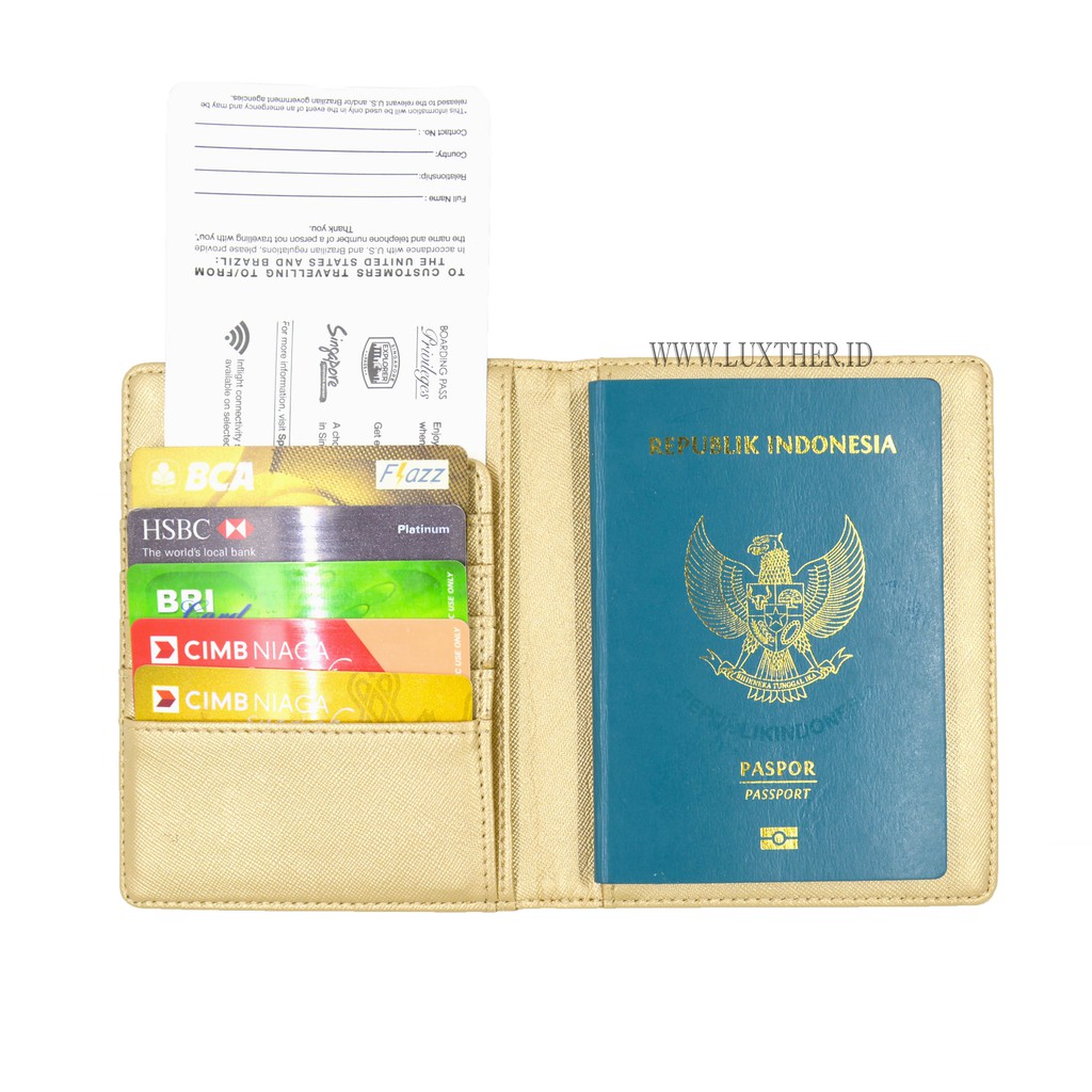 LUXTHER - Passport Flip / Passport Saffiano / tempat passport / passport cover / dompet wanita