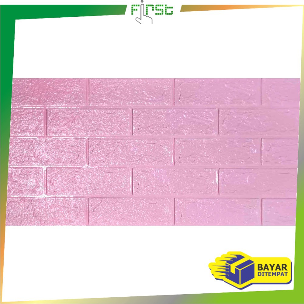 *COD* FH-C206 Wallpaper Dinding Foam 3D Kecil Motif Batu Bata/Walpaper Stiker Dinding Dekorasi Kamar-Batu Bata PINK