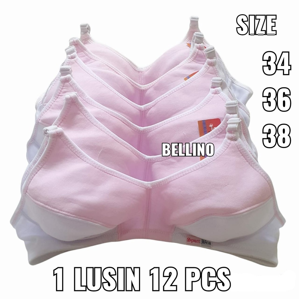1lusin Bra Pemula Abg Remaja Tanpa Kawat Lusinan 34 36 38 Kait 2 Bh Anak Sekolah Pelajar Putih Warna