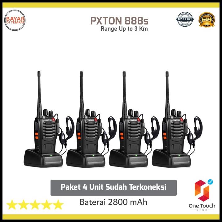 Paket 4 Pcs Radio Komunikasi Ht Walkie Talkie Pxton Bf 888S Terkoneksi