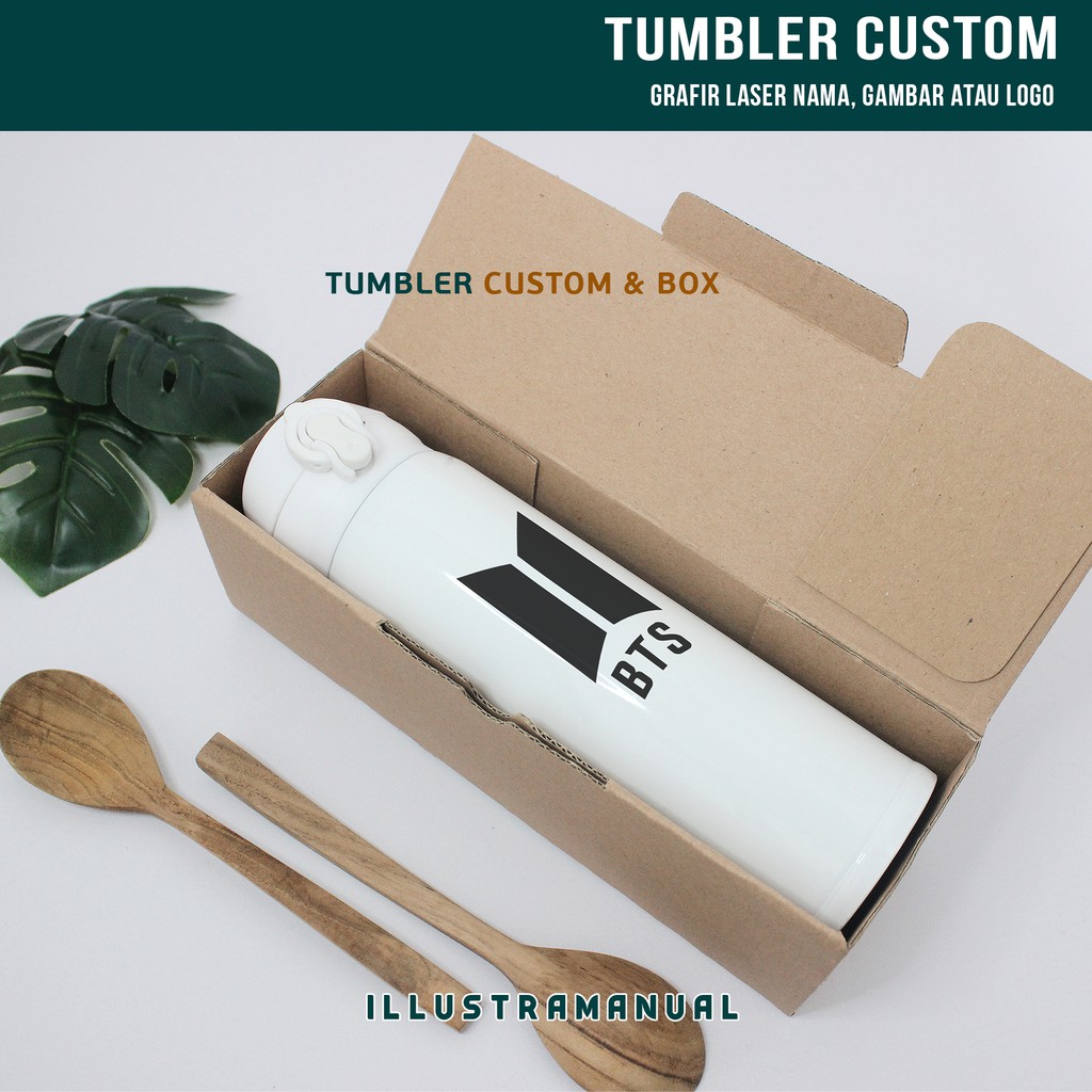 CUSTOM TUMBLER NAMA LOGO BOTOL MINUM STAINLESS STEEL VACUUM FLASK MUG TYPE B