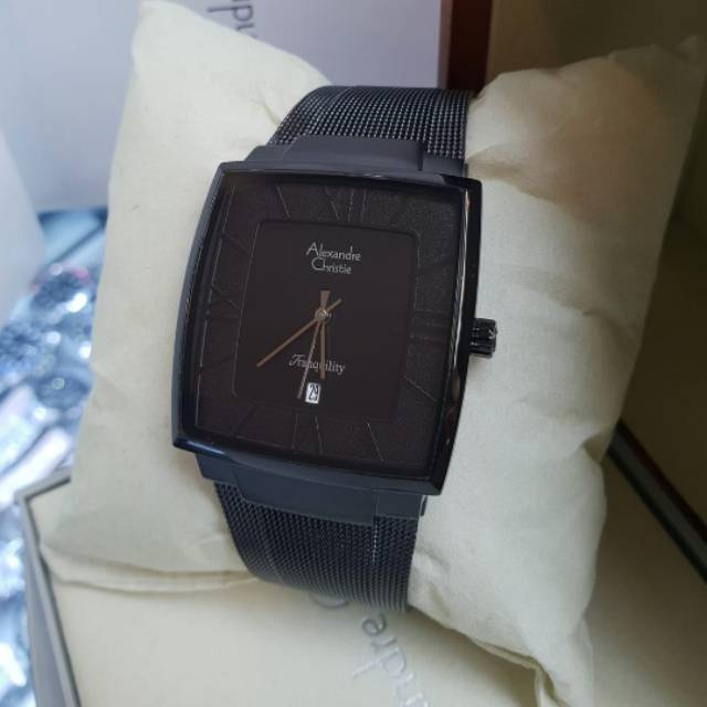Alexandre christie ac8329 jamtangan pria rantai pasir black