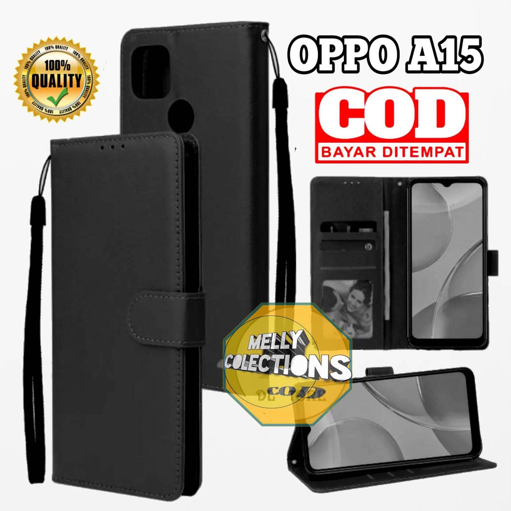 Oppo A15 / Oppo A15S Leather Flip Case- Wallet Case Kulit - Casing Dompet Case Wallet Leather Flip C