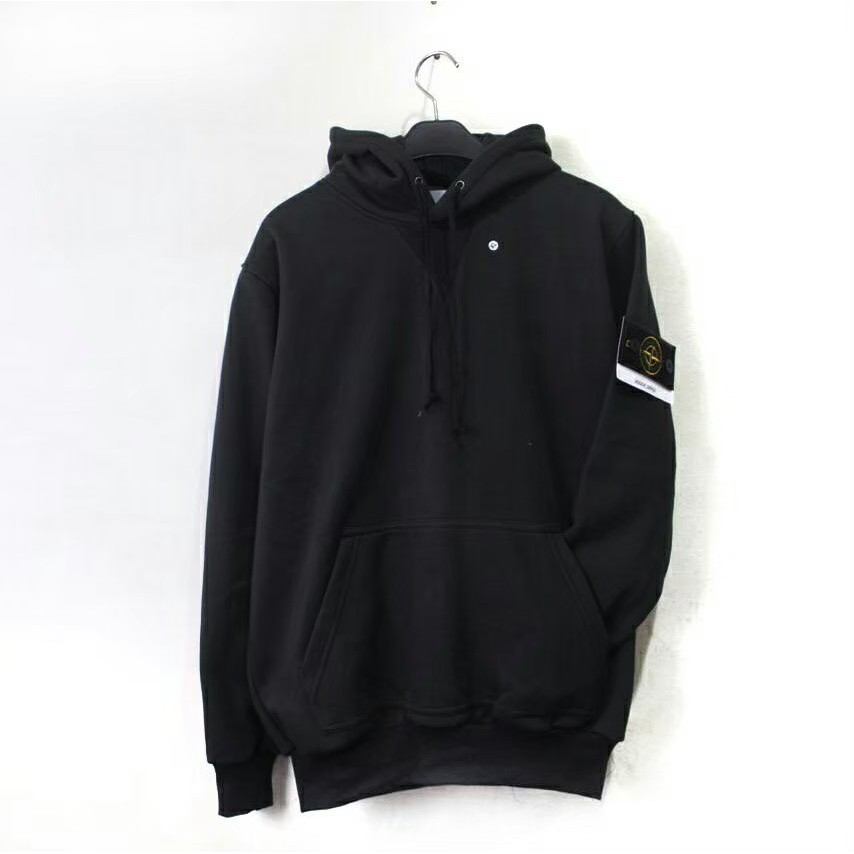 stone island black zip up hoodie