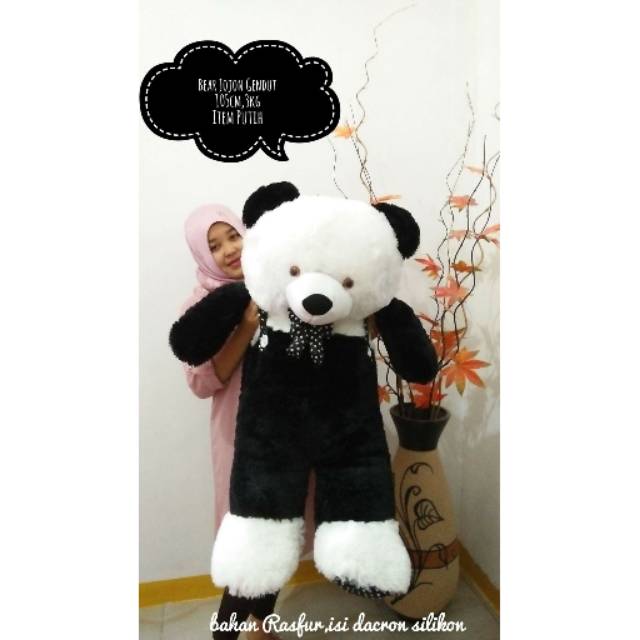 BONEKA BERUANG TEDDY BEAR JOJON SUPER JUMBO PUTIH BAJU HITAM original
