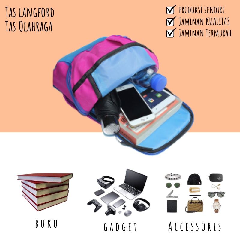 Tas Ransel Pria Wanita - Ransel Backpack Sepeda Olahraga Multifungsi Terbaru Murah Cewek Cowok