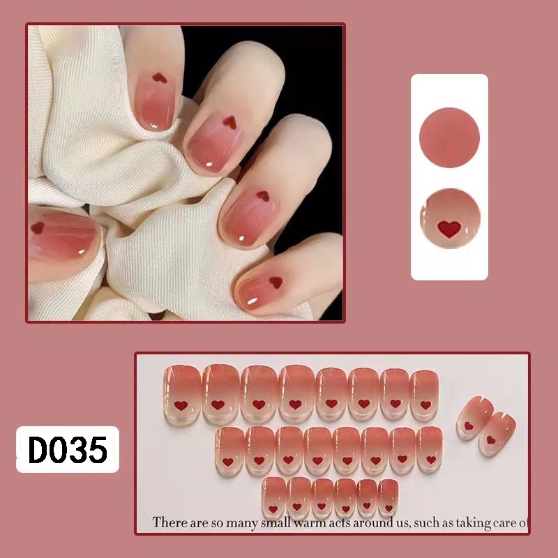3D Kuku Palsu 24pcs/(FREE LEM)Set DIY Instant Nail Art Fake Nails Bridal Wedding Akrilik/24 pcs Kuku Palsu 3D / Stiker Kuku Palsu / Kuku Palsu Premium With Box/ Pemoles Kuku-D035
