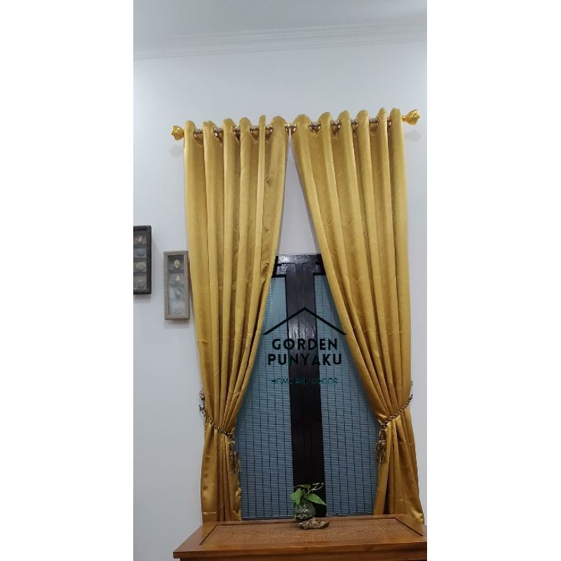 Gorden jendela gorden pintu polos blackout minimalis gold