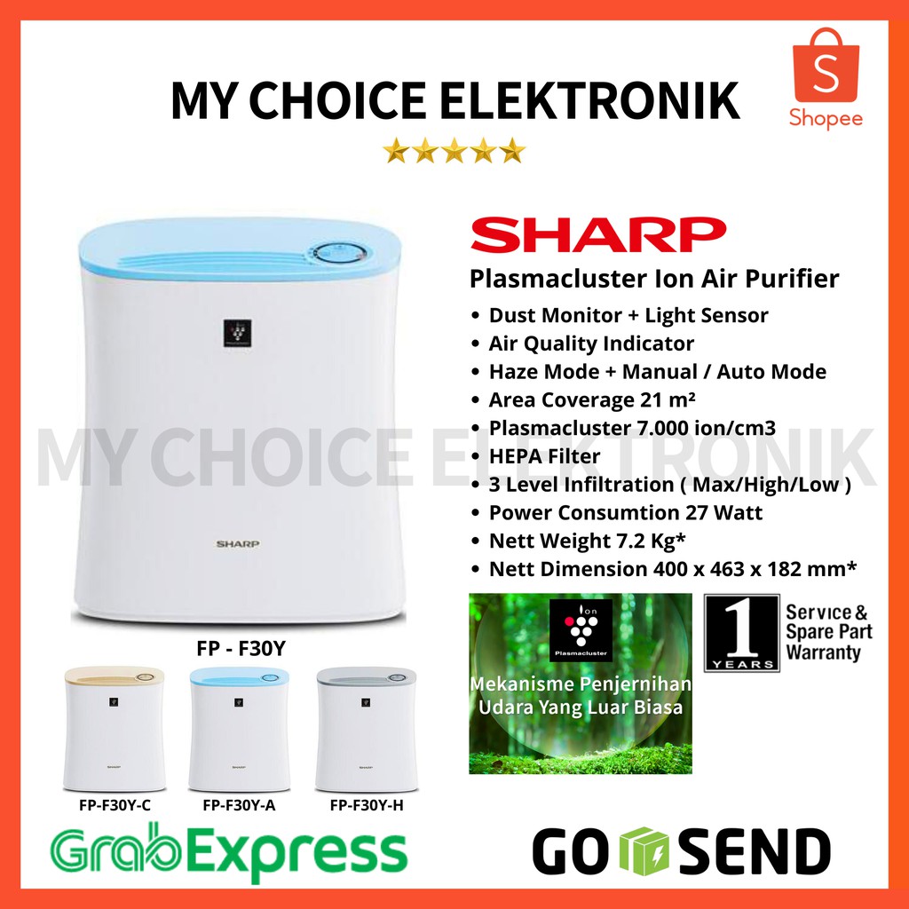 Sharp Plasmacluster Air Purifier FP-F30Y-C/A/H - FPF-30Y - FP-F30-Y