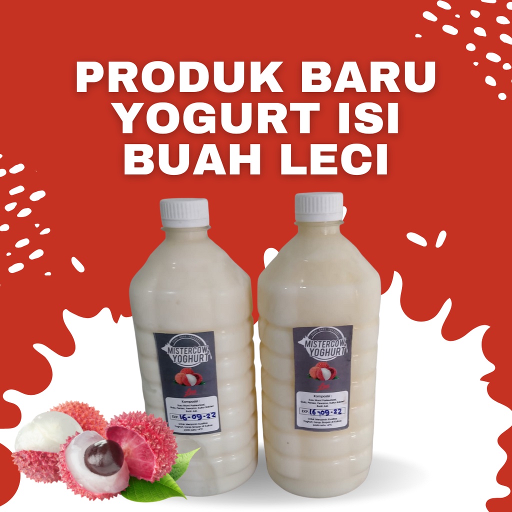 Yoghurt 1Liter Homemade Isi Potongan Buah Leci Asli