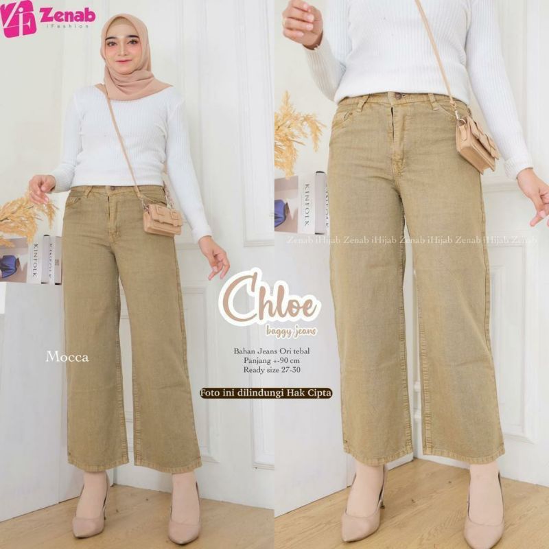 CHLOE BAGGY JEANS//CELANA ORI JEANS TEBAL MOCCA