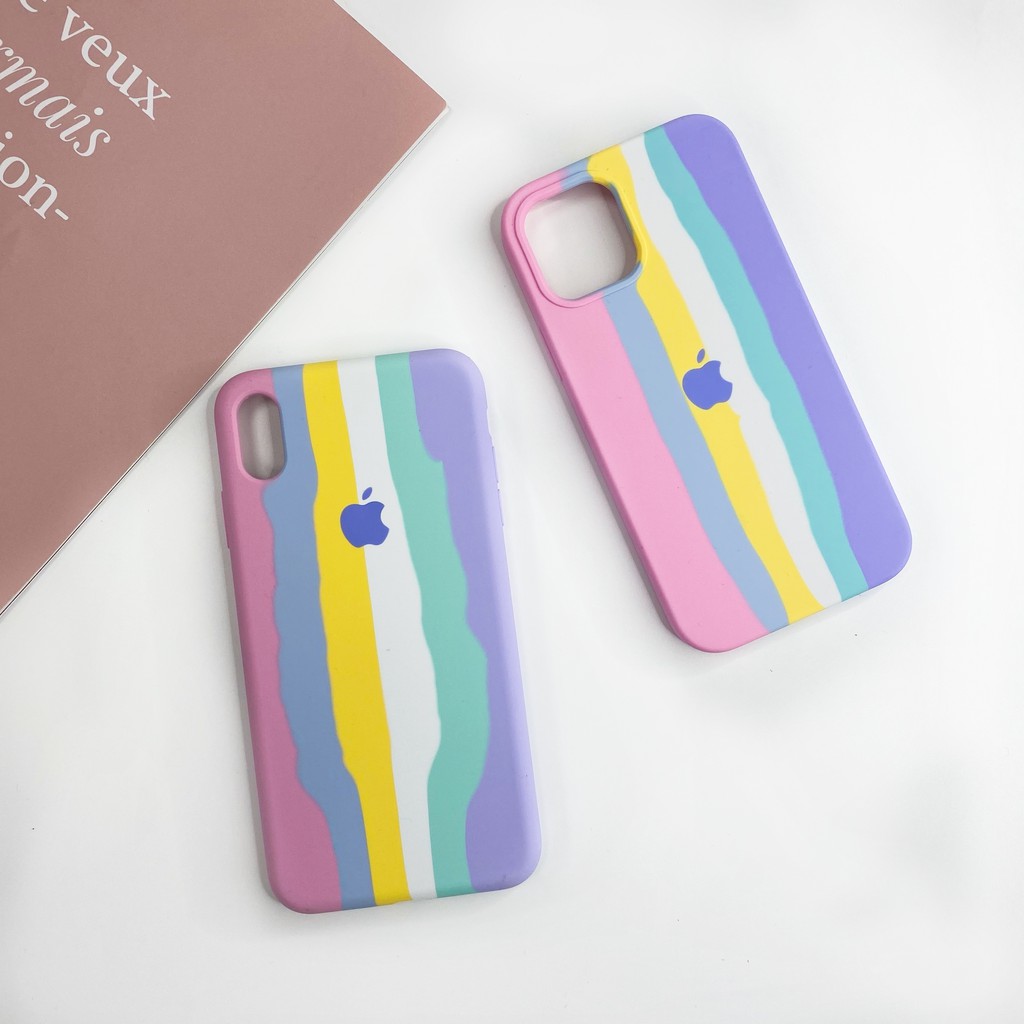 Case Pelindung Bahan Silikon Warna Pelangi Untuk Iphone 12 12pro 12promax 12mini 11 Pro Max X Xr Xs Max 7plus 8plus I6 6s