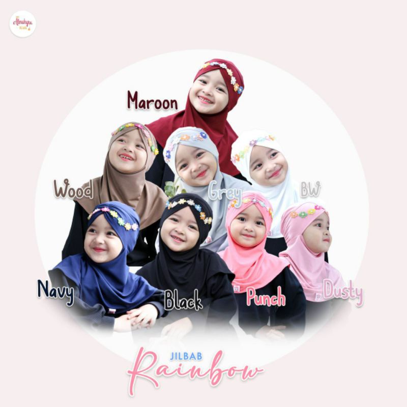 JILBAB ANAK PEREMPUAN,HIJAB ANAK PEREMPUAN,KERUDUNG ANAK PEREMPUAN FASHION MUSLIM JILBAB RAINBOW,JIL