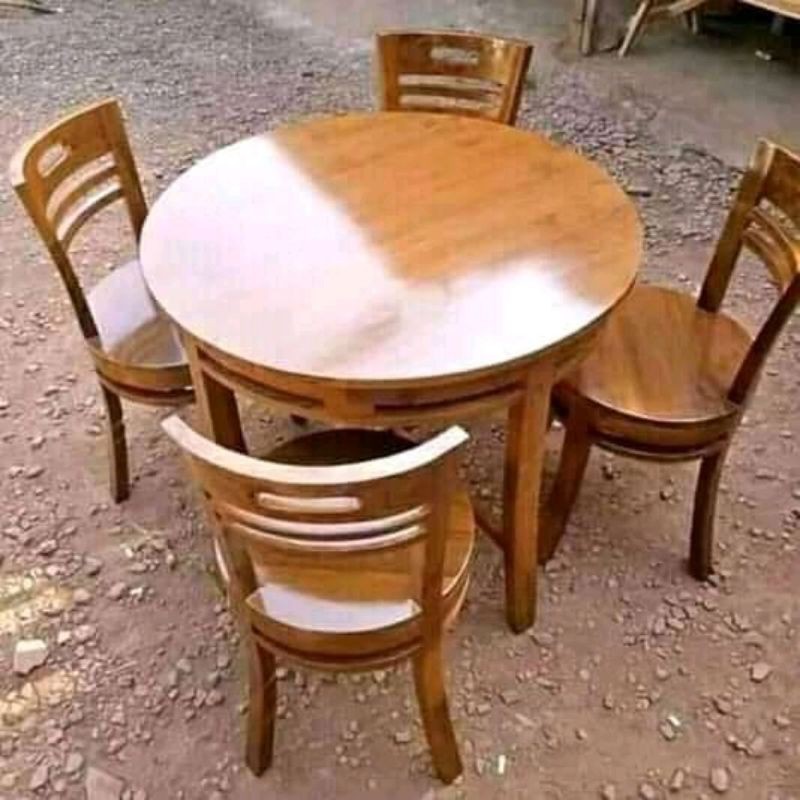 Kursi meja makan bulat kayu jati minimalis mentahan dan Kursi meja makan bulat kayu jati minimalis mentahan dan