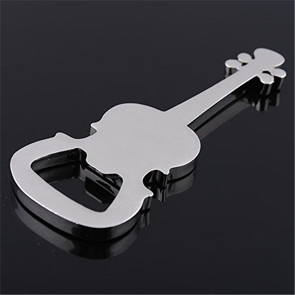 Pembuka Botol Bir Bentuk Gitar Warna Silver Bahan Zinc Alloy Polished Metal Unik Untuk Hadiah