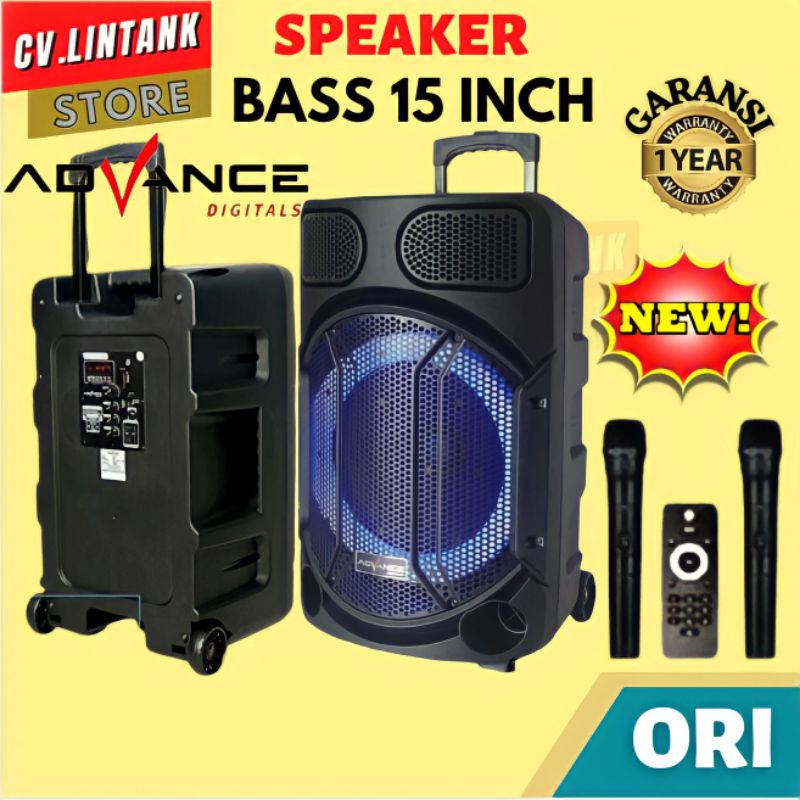 Speaker Bluetooth Bass Advance K1503 Speker Portable Subwoofer Spiker Meeting Remote 15" inch Audio 