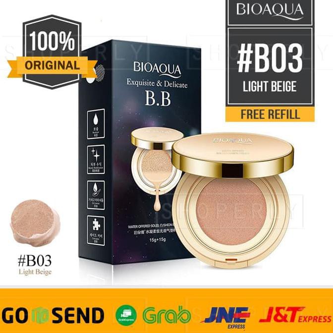 SALE BIOAQUA BB Cushion Gold + Refill Original (Light Beige) 03 ORI TERMURAH
