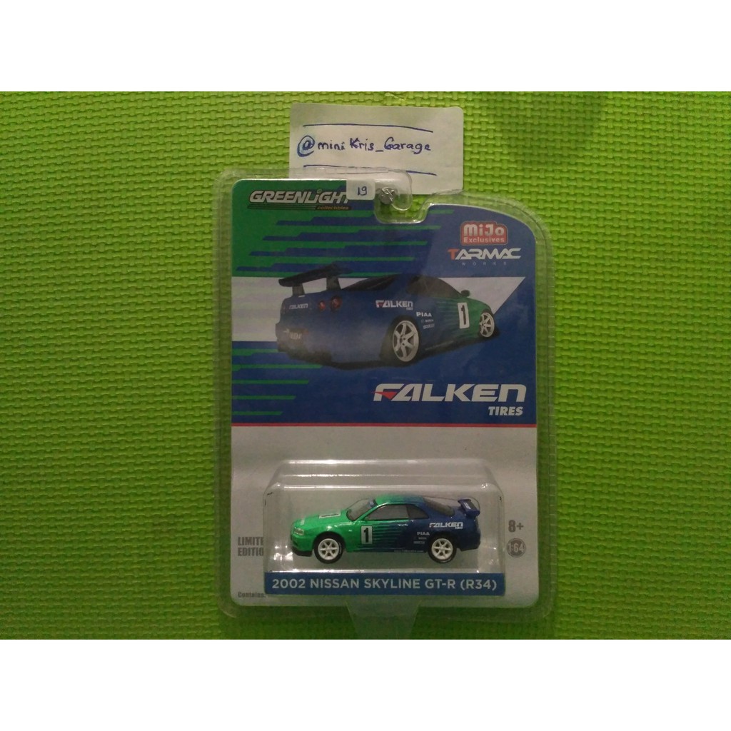 Greenlight Mijo Tarmac 2002 Nissan Skyline GT-R BNR34 Falken
