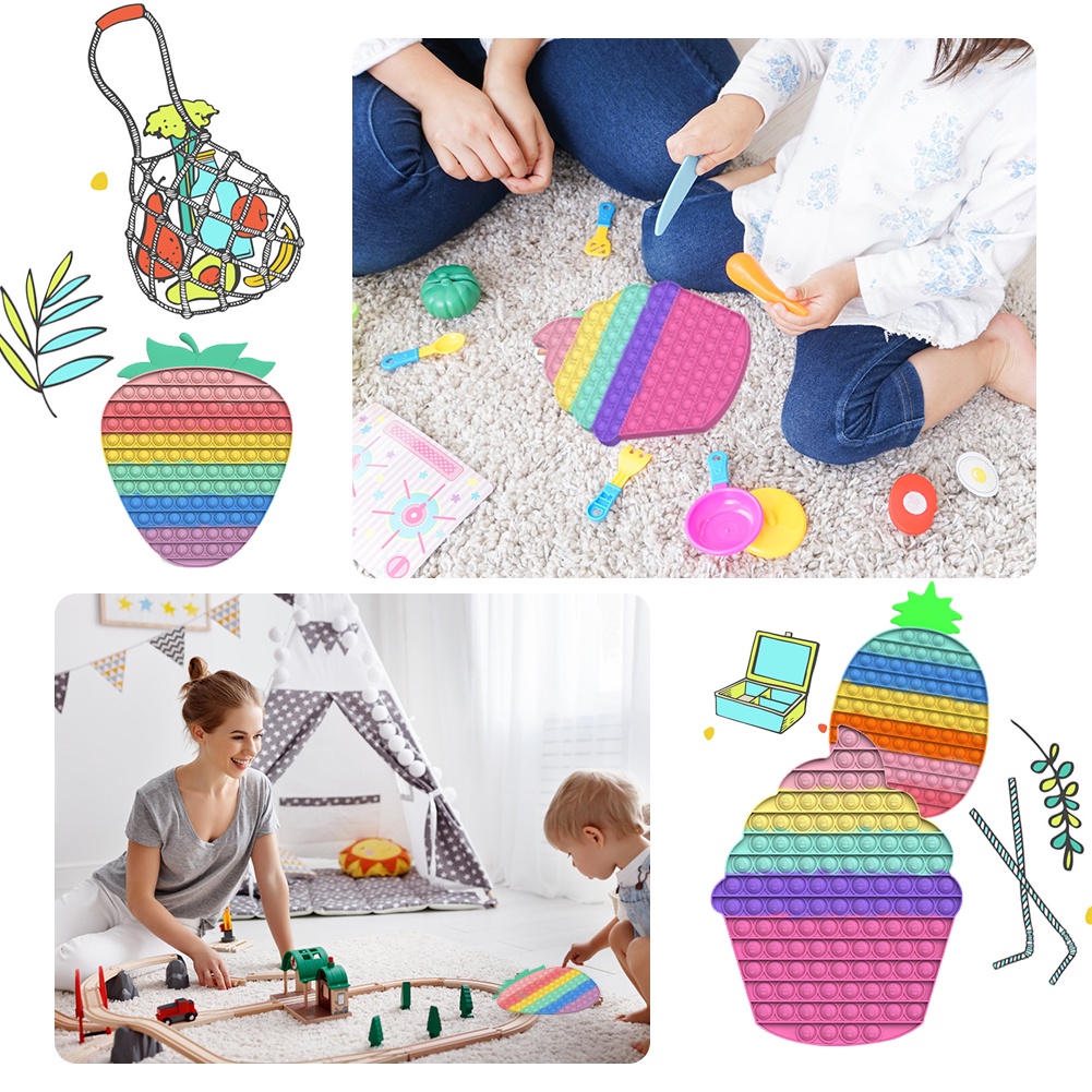 (Tk) Mainan Squishy Bubble Pop It Bentuk Unicorn / Dinosaurus / Pelangi Untuk Anak