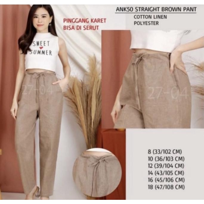 Celana linen wanita ANKO straight Termurah