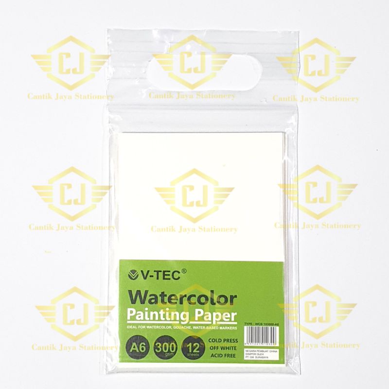 

V-TEC Watercolor Painting Paper VTEC A6 300 Gsm 12 Sheet WCB 103000-A6