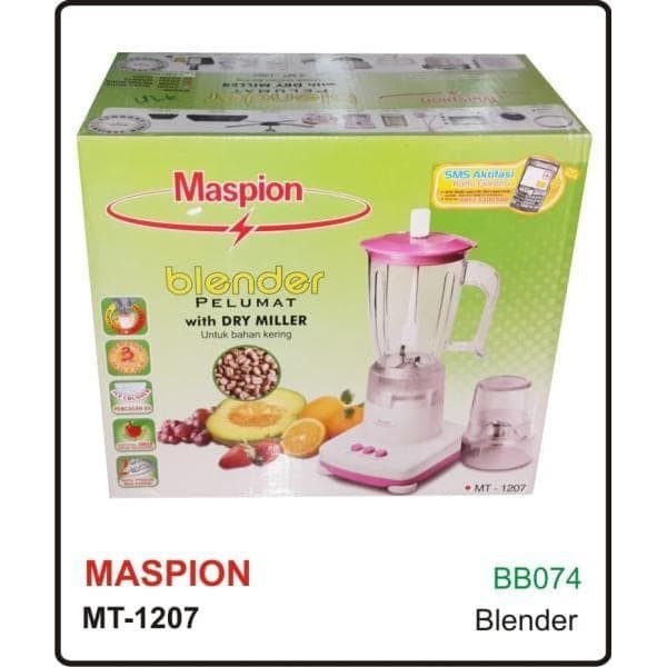 MASPION Blender Plastik 1 Liter - 2in1 2 Tabung MT 1207 - Garansi Resmi 1 Tahun