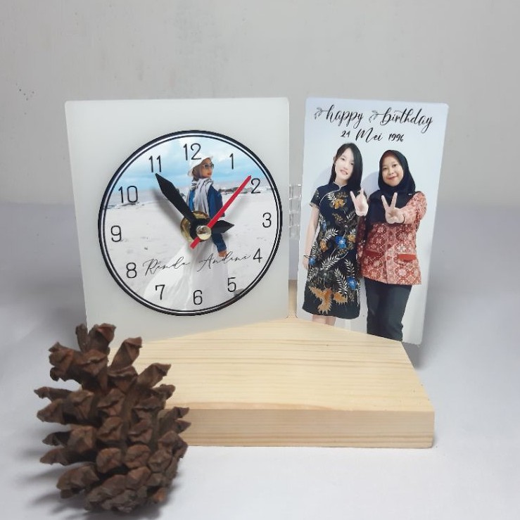 mini white acrylic book / lettering akrilik / custom photo foto jam / ucapan selamat