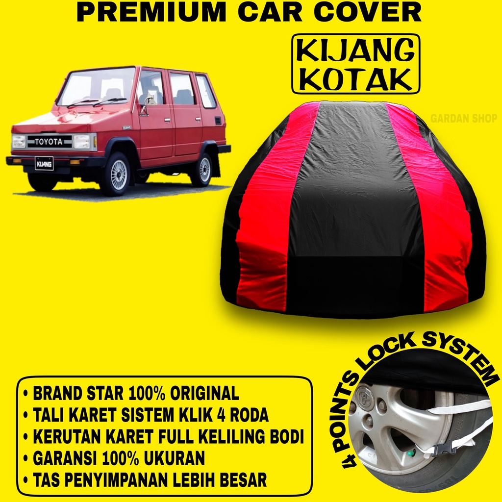 Body Cover KIJANG KOTAK Sarung Strip MERAH Penutup Bodi Mobil Kijang Kotak Waterproof PREMIUM Cover