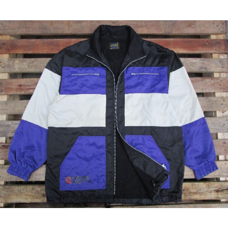 Jaket Winbreaker Vintage Motor Sport Olahraga Original Brand Thrift GREEN SPORT Size L fit XL