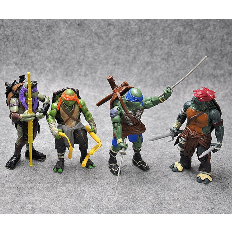 4pcs / Set Mainan Action Figure Teenage Mutant Ninja Turtles Raphael Leonardo Donatello Michelangelo Bahan Pvc