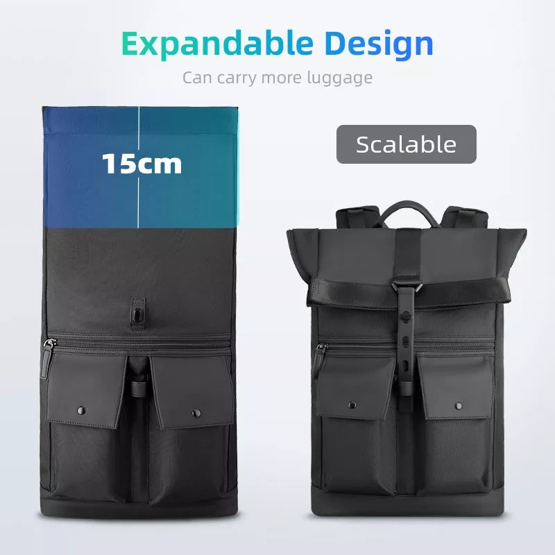 MR1696 Tas Backpack Ransel Bag Laptop 15.6 Foldable Scalable Travel