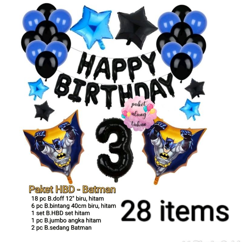 Paket Ulang tahun Batman paket ultah batman dekorasi ultah batman murah tema batman balon batman
