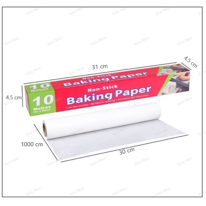BAKING PAPER ROLL - 10 METER - WHITE - kertas panggang alas roti - kertas air fryer - anti lengket